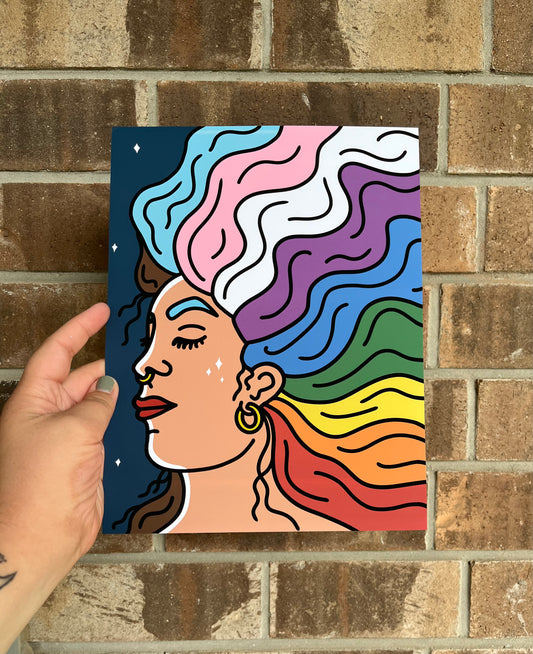 Queer Rainbow Hair Print