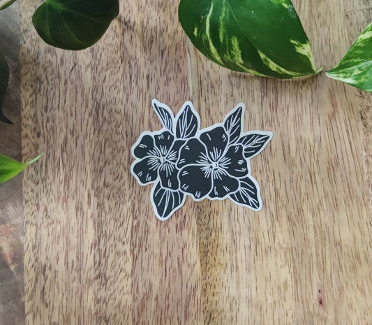 Black and White Flower Sticker