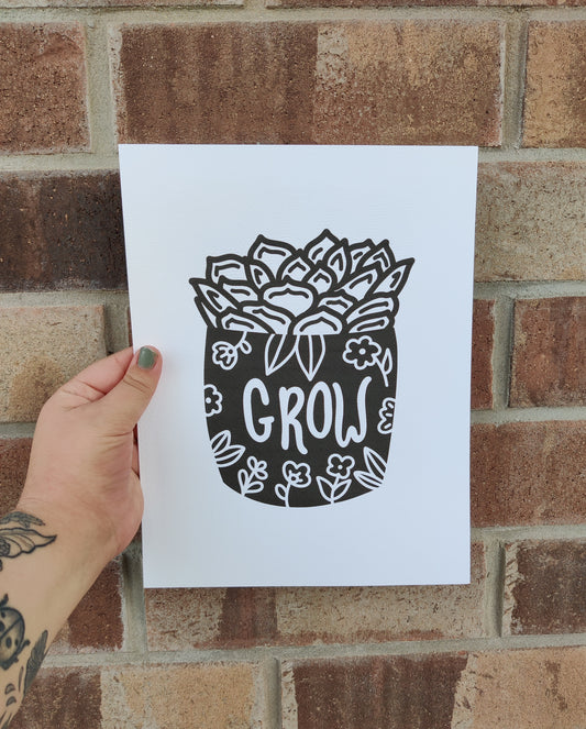 Grow Plant Pot Print