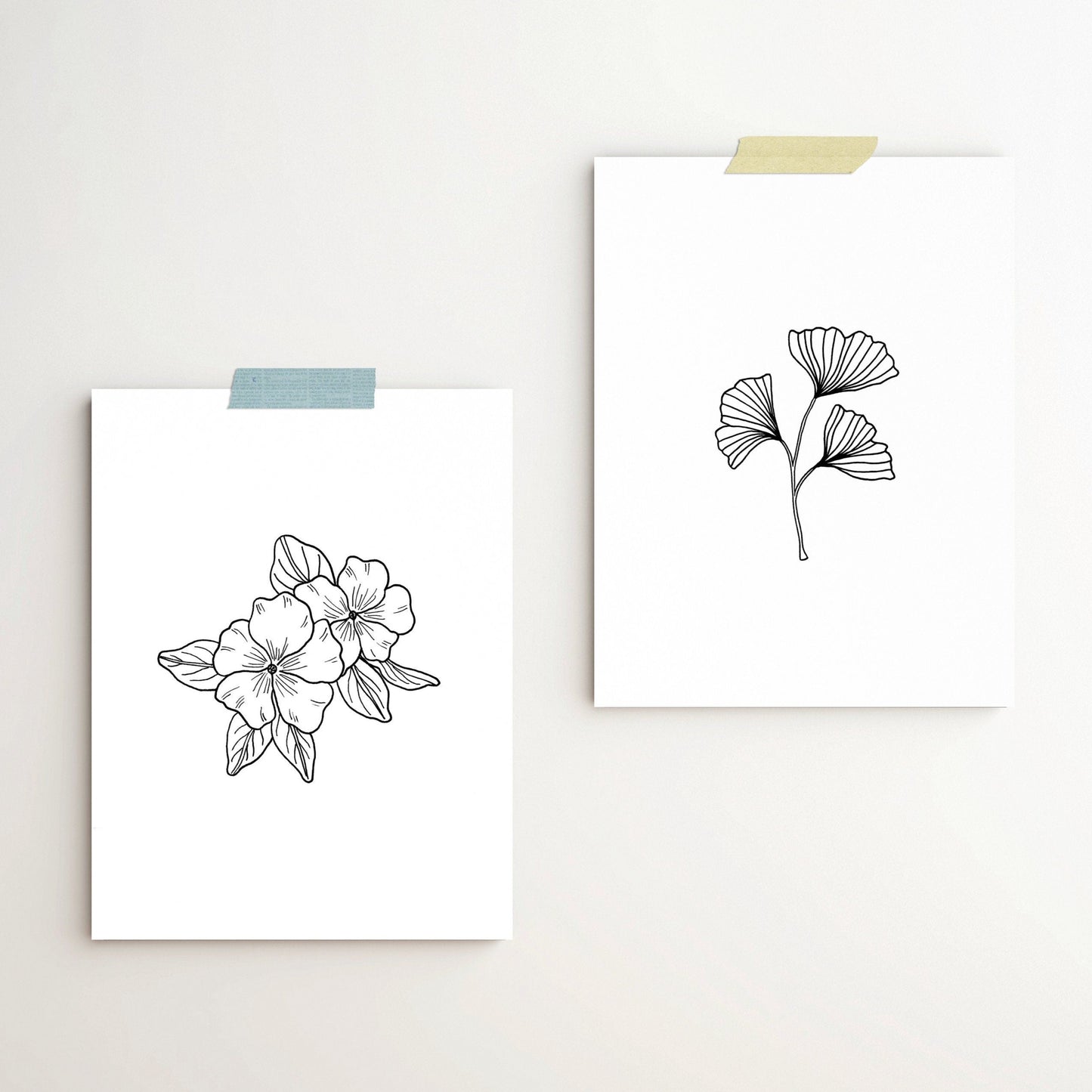Periwinkle and Ginkgo Print Set (2)