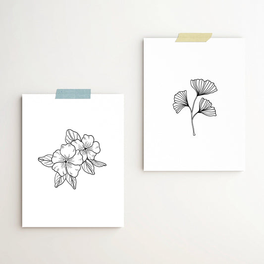 Periwinkle and Ginkgo Print Set (2)