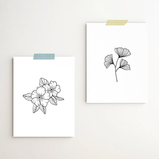 Periwinkle and Ginkgo Print Set (2)