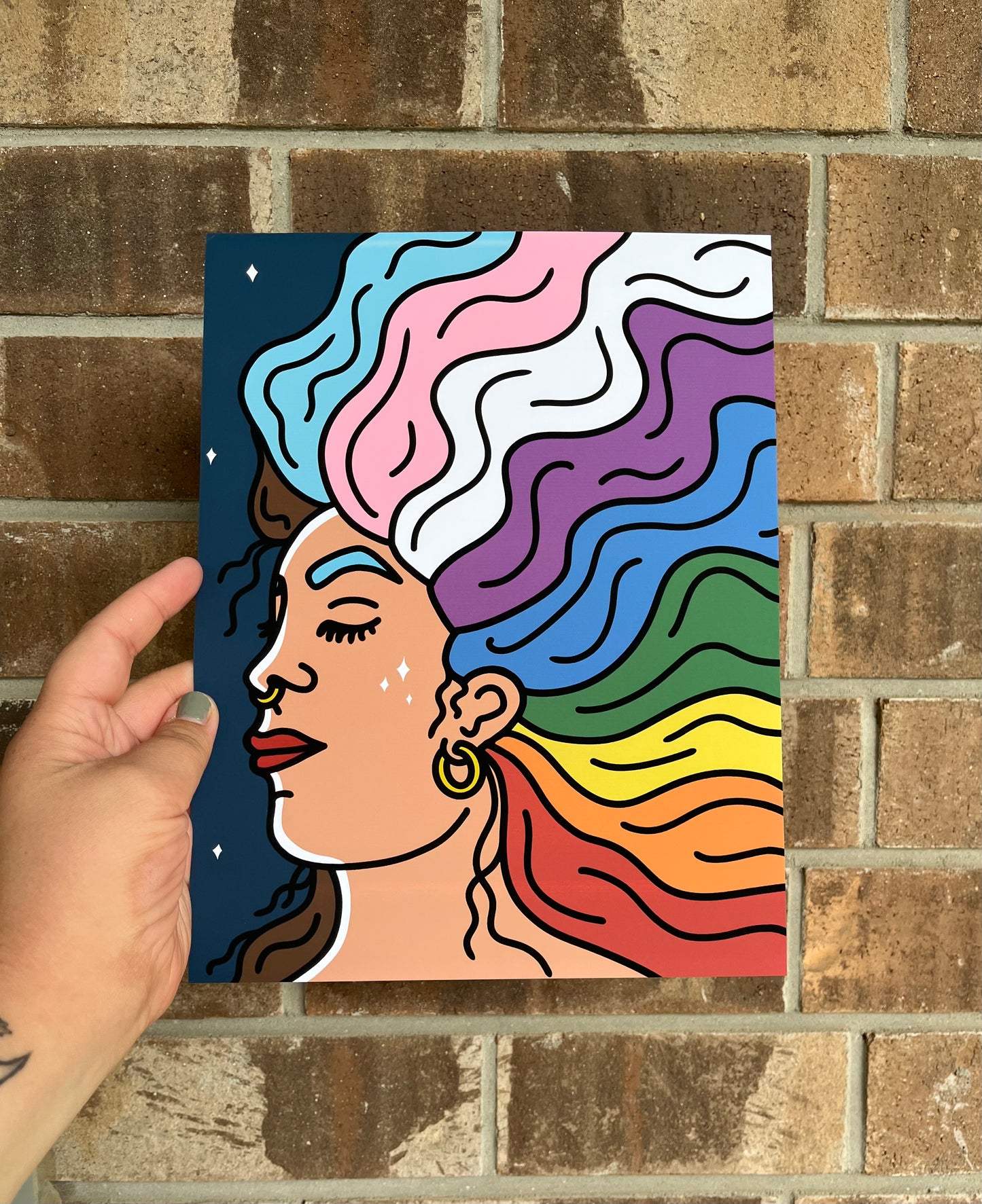 Queer Rainbow Hair Print